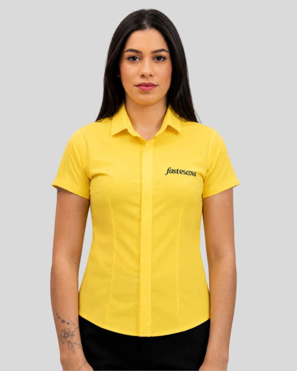 Camisa Manga Curta Amarela Feminina/Masculina