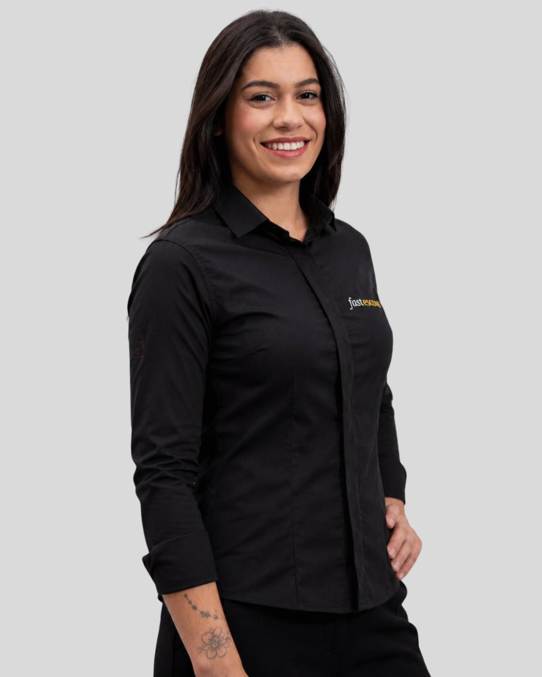Camisa Manga Longa Preta Feminina/Masculina - Imagem 2