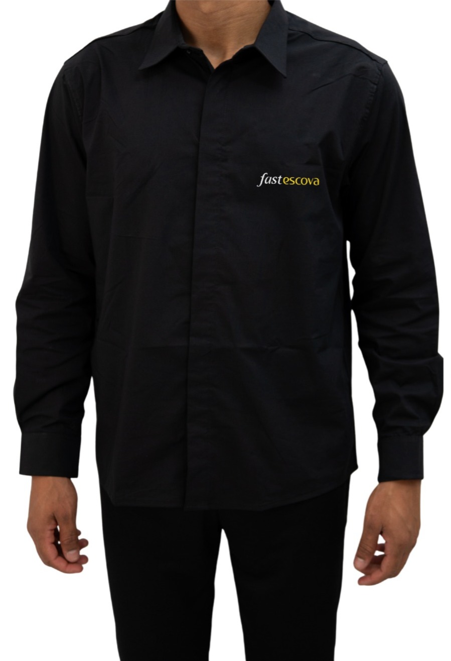 Camisa Manga Longa Preta Feminina/Masculina - Imagem 2